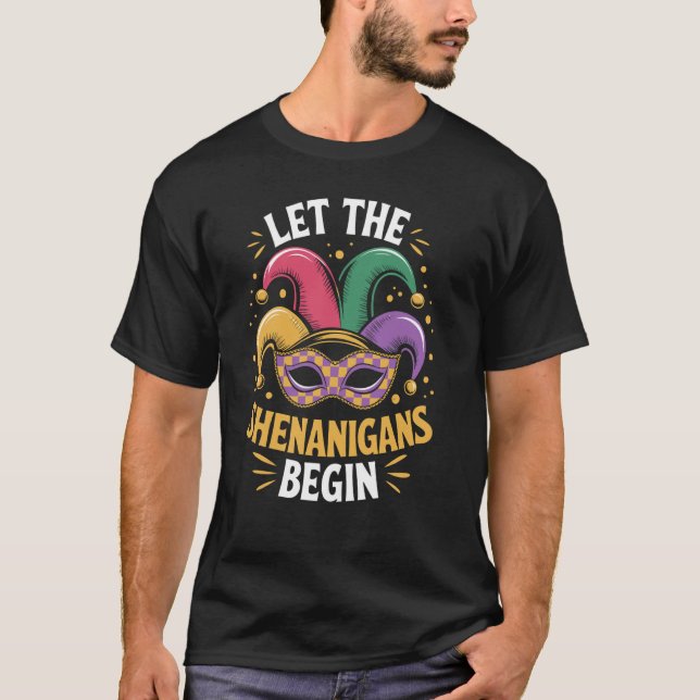 T-shirt Mardi Gras Shenanigans avec un chapeau de bouffon  (Devant)