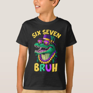 T-shirt Mardi Gras Six Seven Bruh Mardigator Alligator 6 7