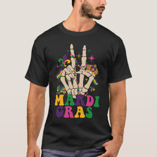 T-shirt Mardi Gras Skeleton Mains Carnaval Jetons Couronne