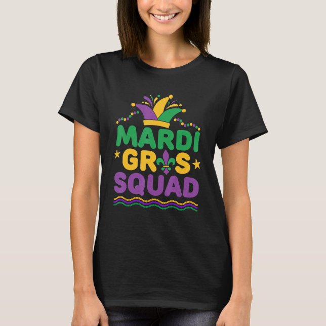 T-shirt Mardi Gras Squad Party Casquette costume Tee amusa (Devant)