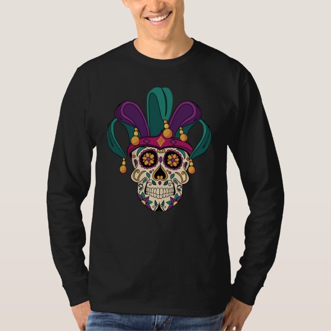 T-shirt Mardi Gras Sugar Crâne Cool Dark Fun (Devant)
