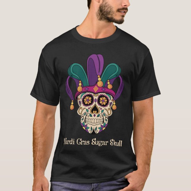 T-shirt Mardi Gras Sugar Skull Masquerade Carnival (Devant)