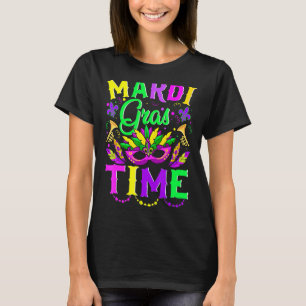 T-shirt Mardi Gras Time Feathered Krewes Mask Mardi Gras 1