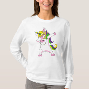 T-shirt Mardi Gras Unicorne Dabbing violet rose jaune