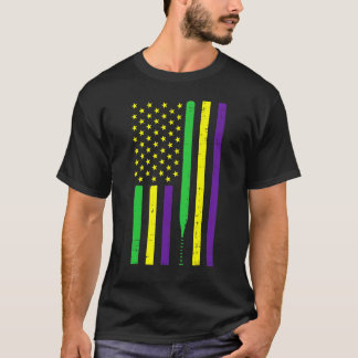 T-shirt Mardi Gras US Flag Baseball Bat Patriotic Men Wome