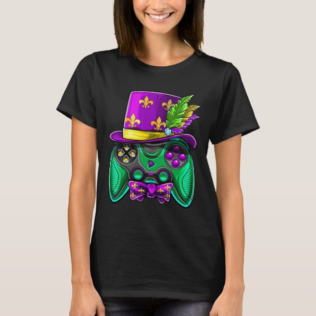 T-shirt Mardi Gras Video Game Controller Jester Hat Costum (Devant)