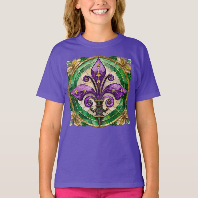 T-shirt Mardi Gras Vitrail Fleur de lis (Devant)
