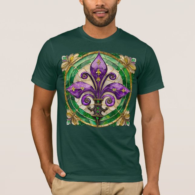 T-shirt Mardi Gras Vitrail Fleur de lis  (Devant)