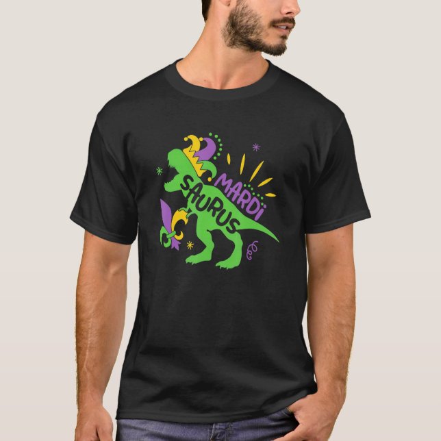 T-shirt Mardi Grawr Dinosaur Mardi Gras T-Rex Dino Garçons (Devant)