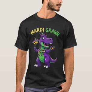 T-shirt Mardi Grawr T-Rex Dino Tout-Petit Enfants Mardi Gr