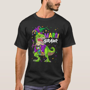 T-shirt Mardi Grawr T Rex Dinosaur Mardi Gras Costume de p