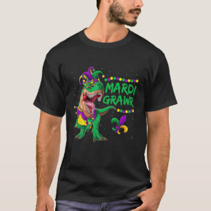 T-shirt Mardi Grawr T Rex Mardi Gras Costume de perle Cade