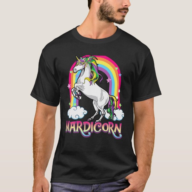 T-shirt Mardicorn Retro Unicorn Jester Animal Mardi Gras F (Devant)
