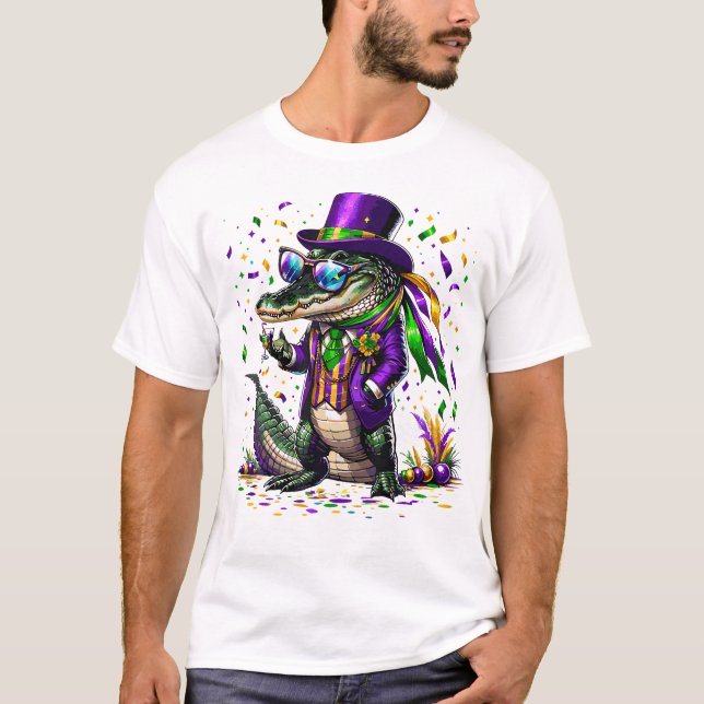 T-shirt Mardigator Mardi Gras Alligator Costume (Devant)