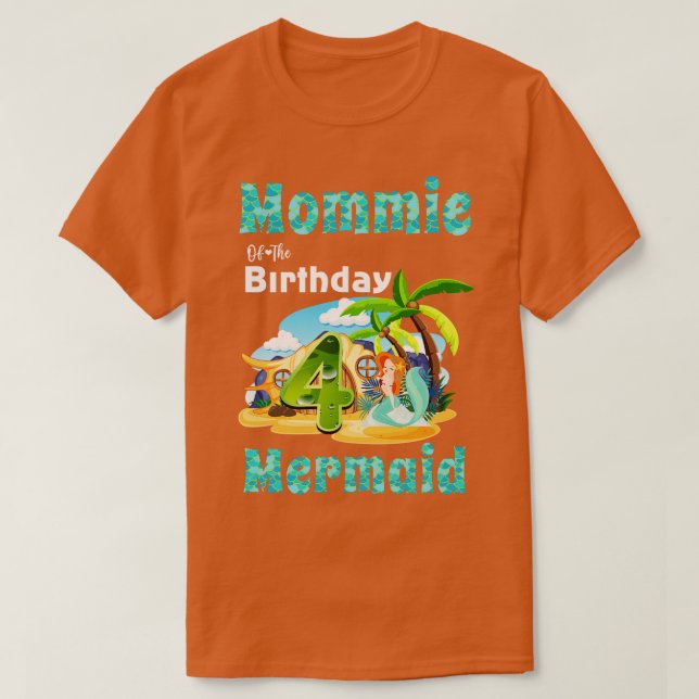 T-shirt Mare Sirène Mommie Du 4E Anniversaire (Design devant)