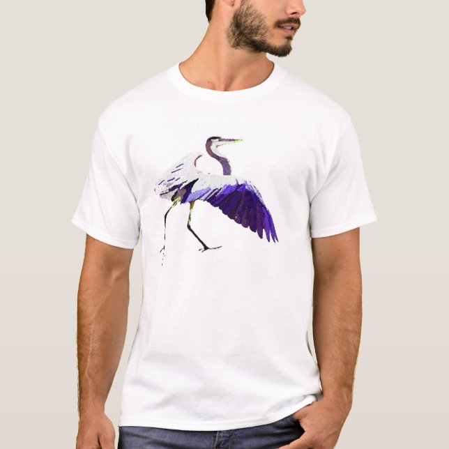 T-shirt Marécages d'animaux de faune d'oiseau de héron (Devant)