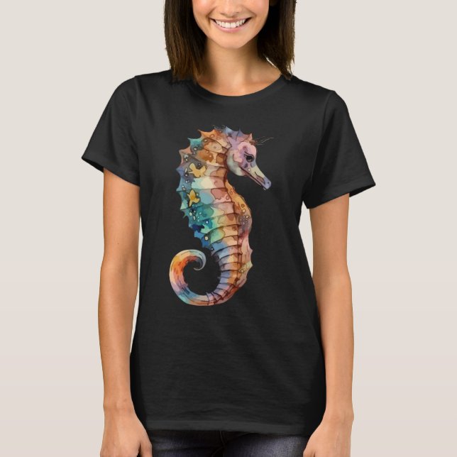T-shirt Marée Fantaisiste : Le Ballet d'un Hippocampe (Devant)