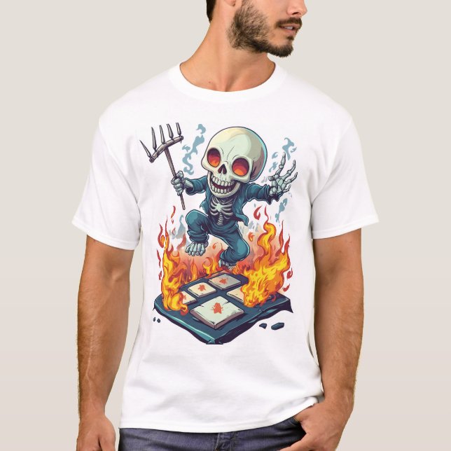 T-shirt Marelle d'enfer � Crâne de démon drôle (Devant)