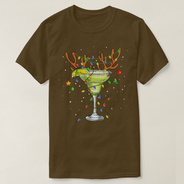 T-shirt Margarita Reindeer Noël Boire à la mousse correspo (Design devant)
