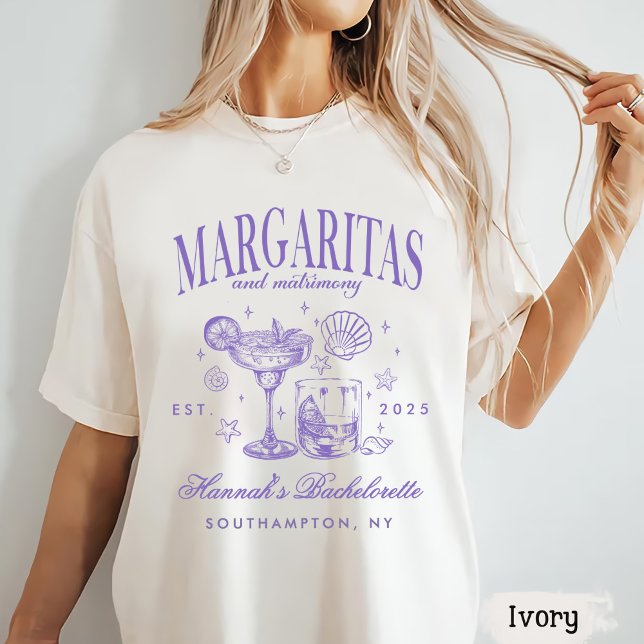 T-shirt Margaritas modernes rétro et Bach strié de mariage (Créateur téléchargé)