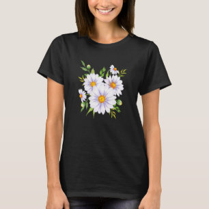 T-shirt Marguerite à cœur blanc et jaune de fleur de jardi