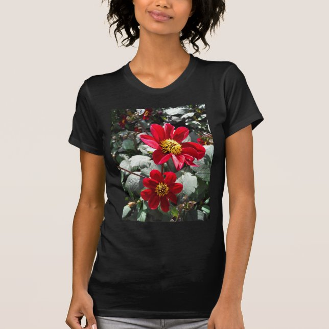 T-shirt marguerite rose chaud rouge / marguerites fleurs (Devant)