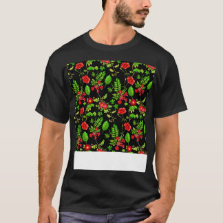T-shirt Marguerite rouge avec Motif Feuille