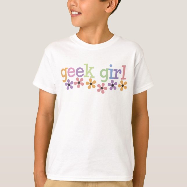 T-shirt Marguerites de fille de geek (Devant)