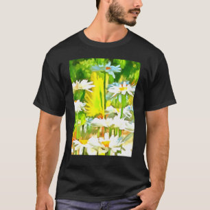 T-shirt Marguerites de jardin blanches artistiques lumineu