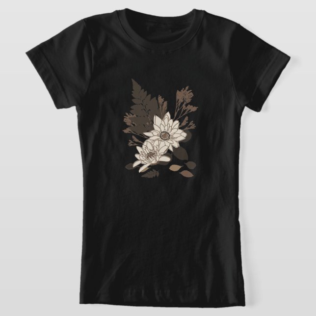 T-Shirt Marguerites et Feuille - transparents sur crème. (Poser)