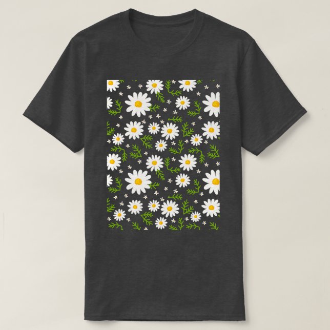 T-shirt Marguerites sur un Arrière - plan noir (Design devant)