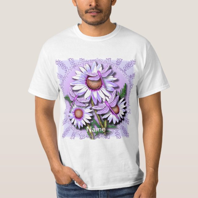 T-shirt Marguerites Violettes Libellule  (Devant)