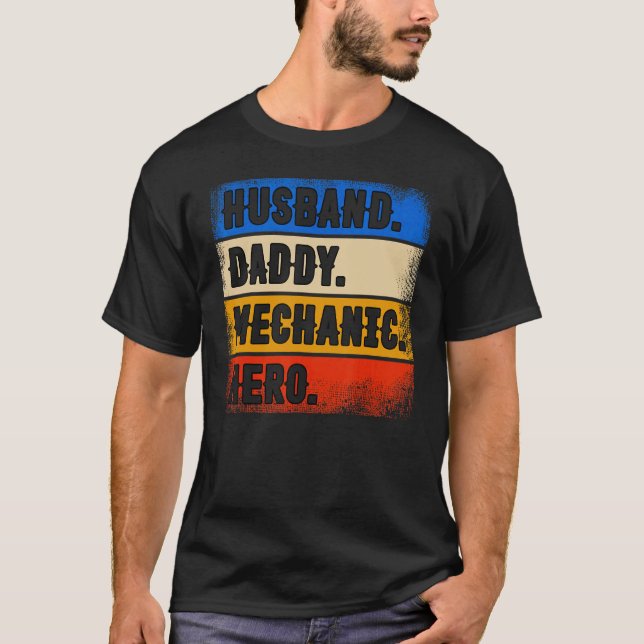 T-shirt Mari Daddy Mécanique Héros Fête des pères Mécaniqu (Devant)
