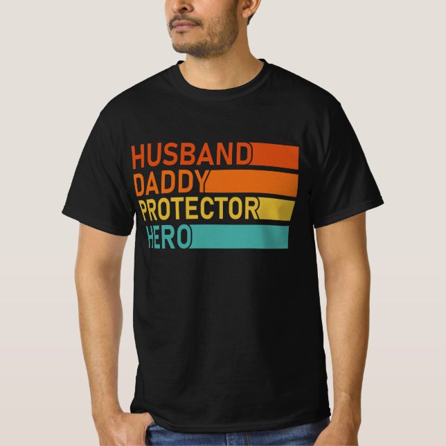 T-shirt mari daddy protecteur héros fête des pères pour pa (Devant)