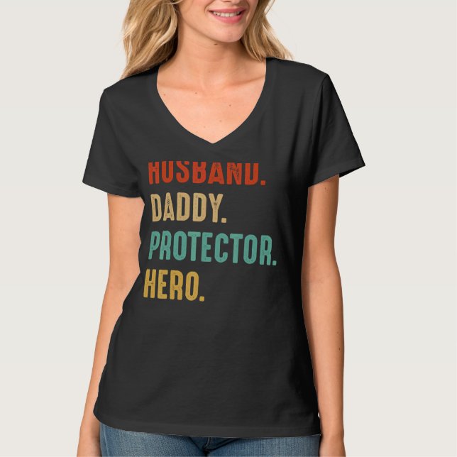 T-shirt Mari Daddy Protector Héros Papa Père Pères D (Devant)