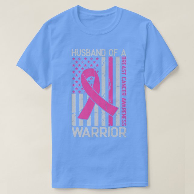 T-shirt Mari D'Un Guerrier Américain Drapeau Cancer Du Sei (Design devant)