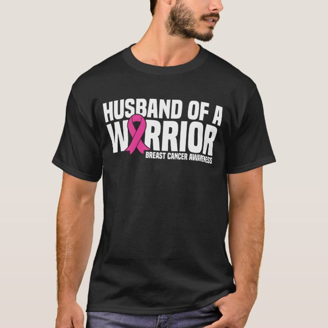 T-shirt Mari D'Un Guerrier Pink Ribbon Cancer Du Sein (Devant)