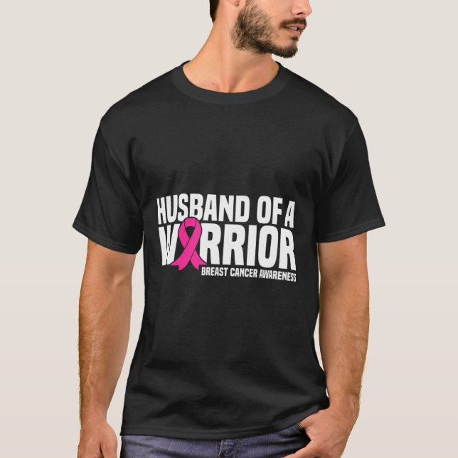 T-shirt Mari D'Un Guerrier Pink Ribbon Cancer Du Sein Awa (Devant)