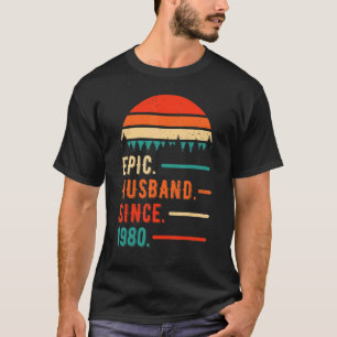 T-shirt Mari épopé depuis 1980 42 ans 42e Mariage Anni