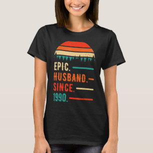 T-shirt Mari épopé depuis 1990 32 ans 32e Mariage Anni