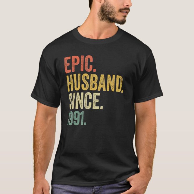 T-shirt Mari épopé depuis 1991 32 ans 32e Mariage Anni (Devant)