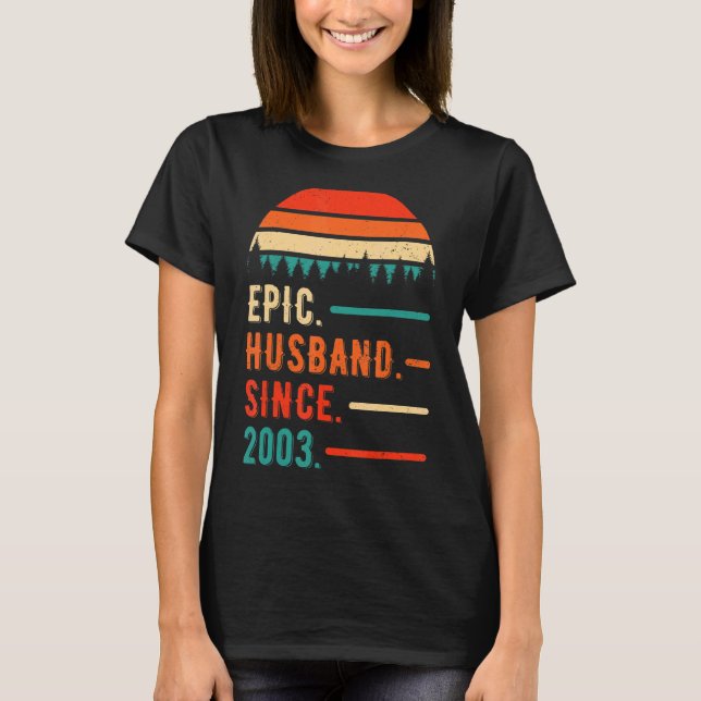 T-shirt Mari épopé depuis 2003 19 ans 19e Mariage Anni (Devant)