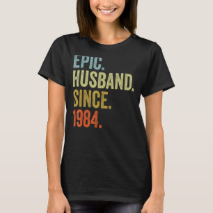 T-shirt Mari épopé masculin depuis 1984 Mariage Anniversai
