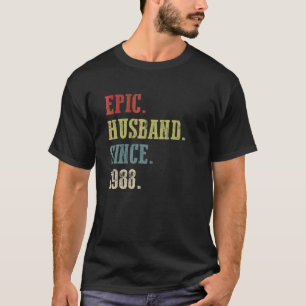 T-shirt Mari épopé rétro depuis 1988 34e Mariage Aniver