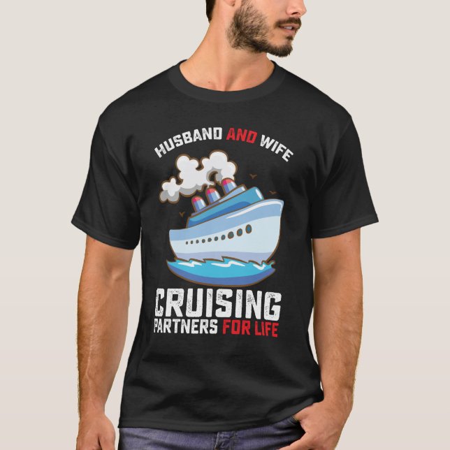 T-shirt Mari Et Femme Partenaires De Croisière À Vie (Devant)