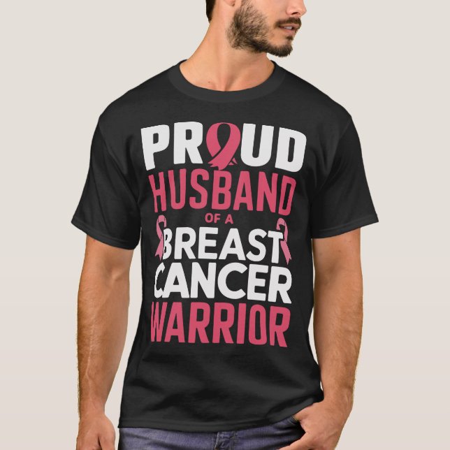 T-shirt Mari fier d'un guerrier du cancer du sein - rose (Devant)
