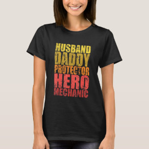 T-shirt Mari Garage Papa Protecteur Héros Mécanicien