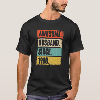 T-shirt Mari génial depuis 1980 42 Anniversaire du Mariage