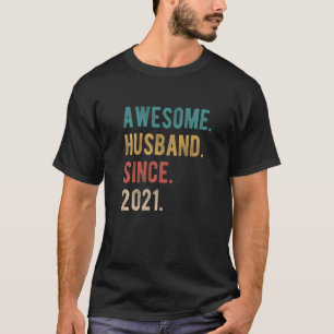 T-shirt Mari génial depuis 2021 1e anniversaire Mariage