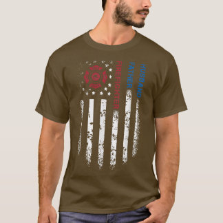 T-shirt Mari homme père pompier drapeau USA patriotique